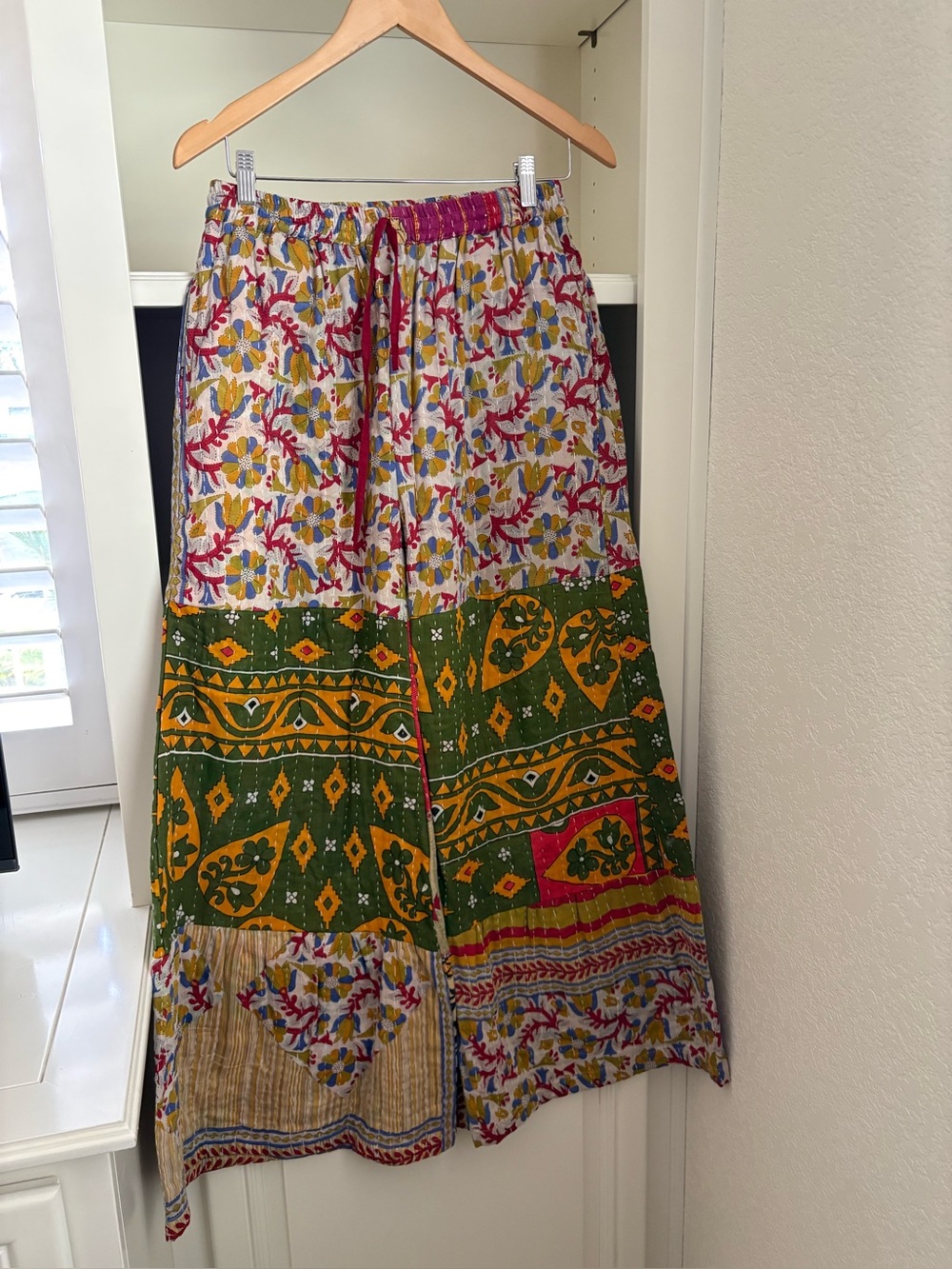 Shes1oak - One Of A Kind Boho Wide Leg Kantha Patchwork Pants Size Small To 1X
